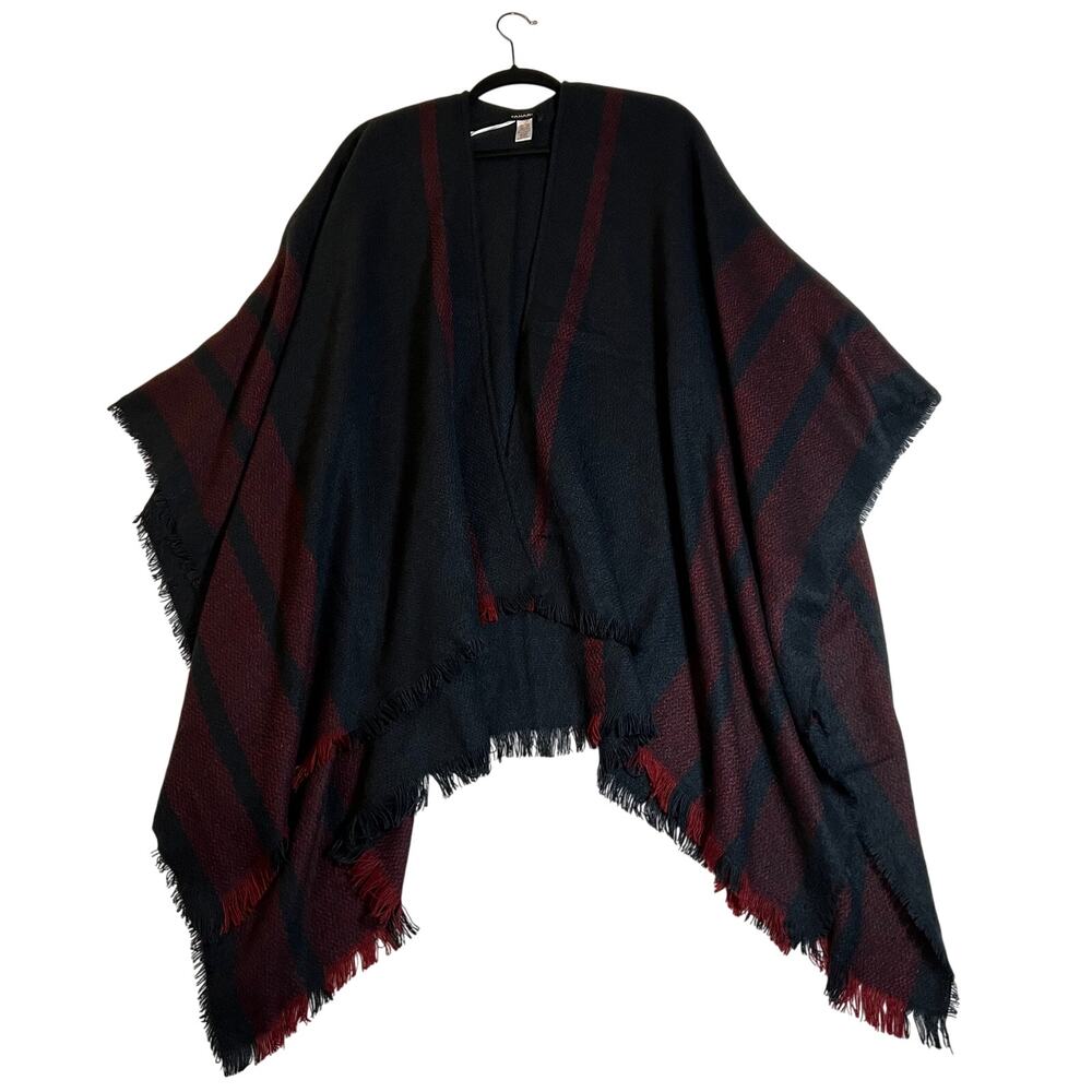 Tahari Open Front Knit Stripe Shawl Wrap Size O/S Colorful Cabin Cozy Lagenlook